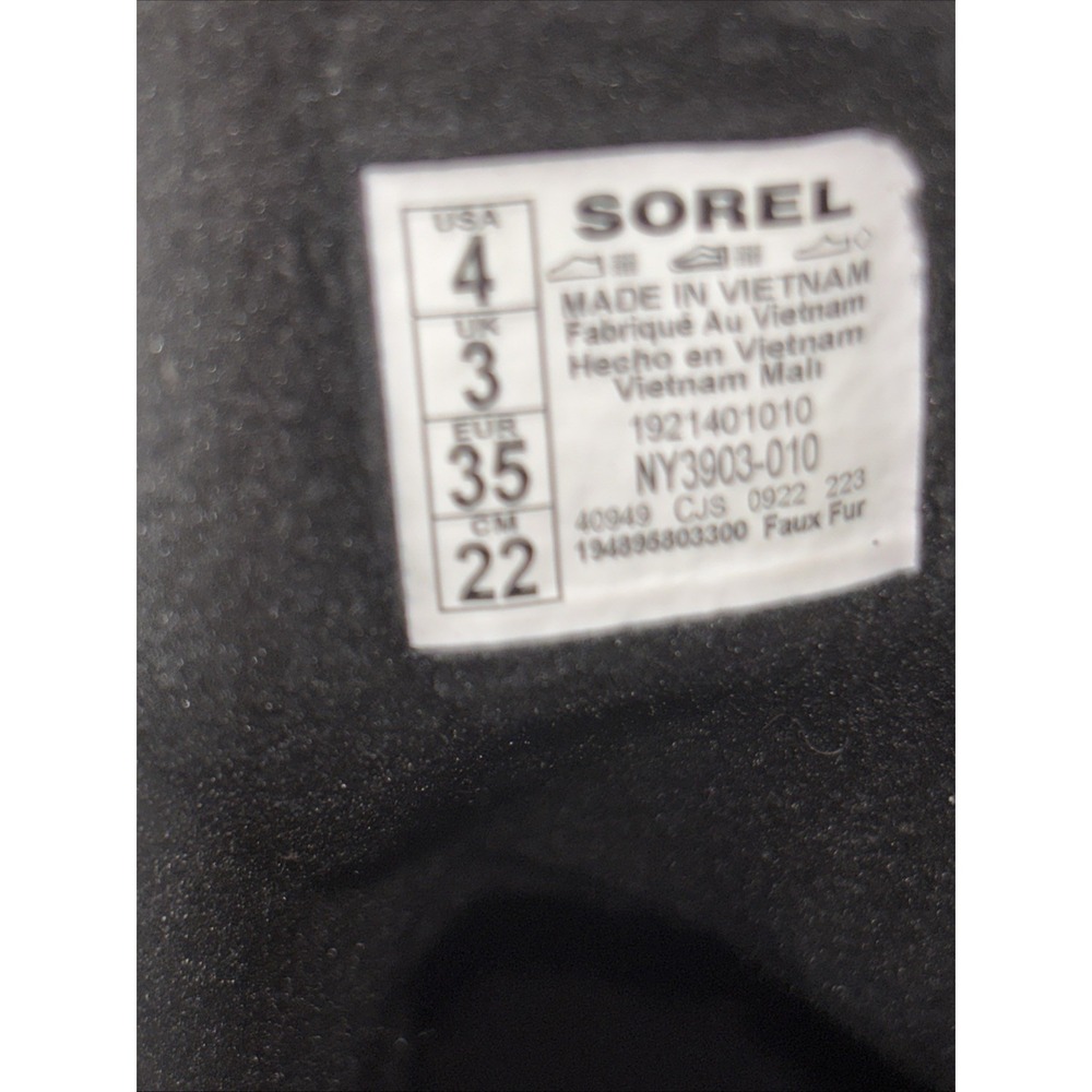 Sorel Womens Whitney Boot Youth Size 4 Black Nylon Quilted Bootie Waterproof - Picture 9 of 9